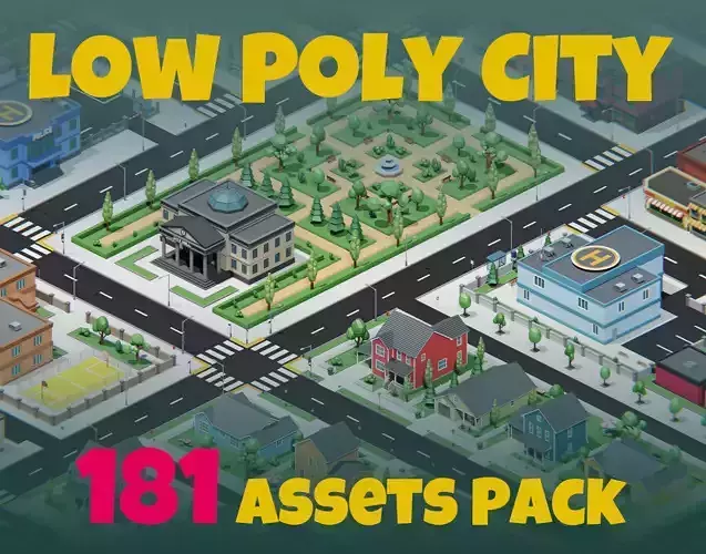 Low Poly City Pack 3D Model Collection