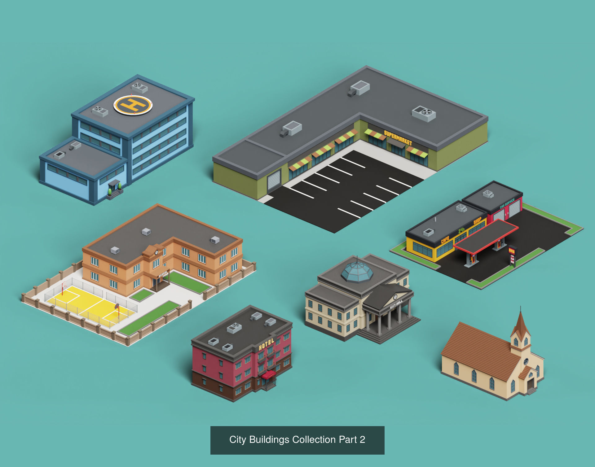 Low Poly City Pack 3D Model Collection_8