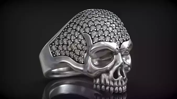 Skull Head Brutal Fashion Luxury Diamond Ring 3D print model