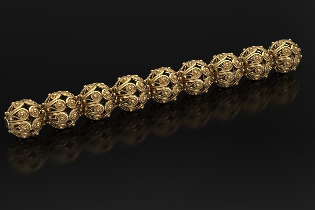 Sphere Chain bracelet filigree 1 STL 3D print model_0