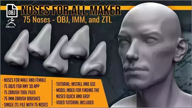 Noses For All Maker 75 Noses OBJs  ZTLs  and IMM