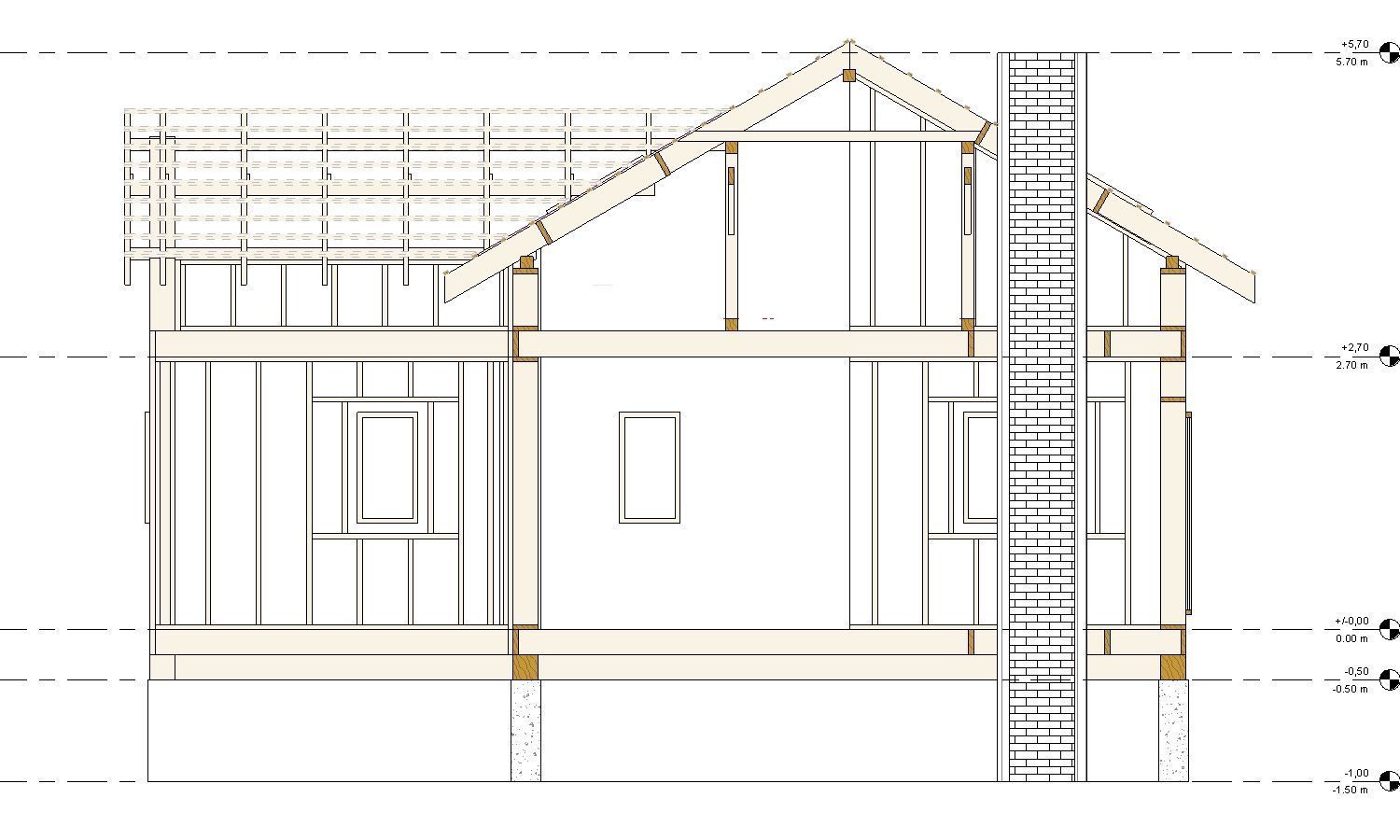 Frame house structure from parametric revit families 3D model_12
