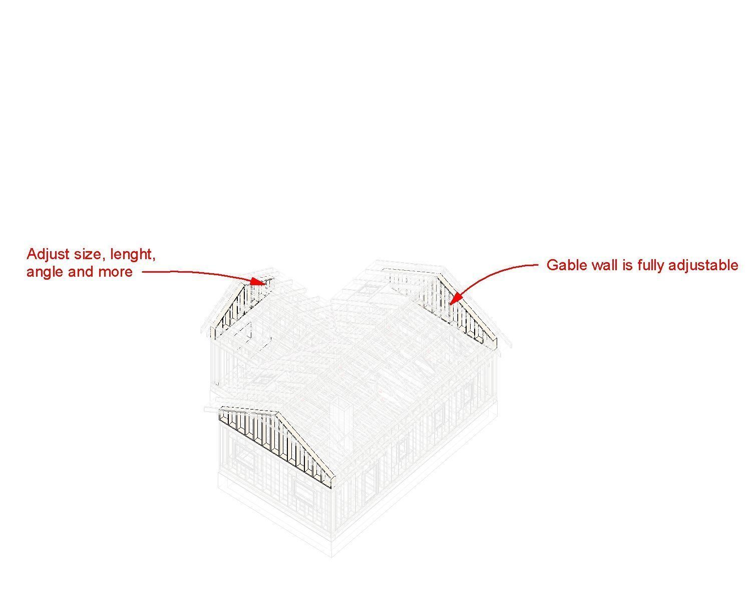 Frame house structure from parametric revit families 3D model_4