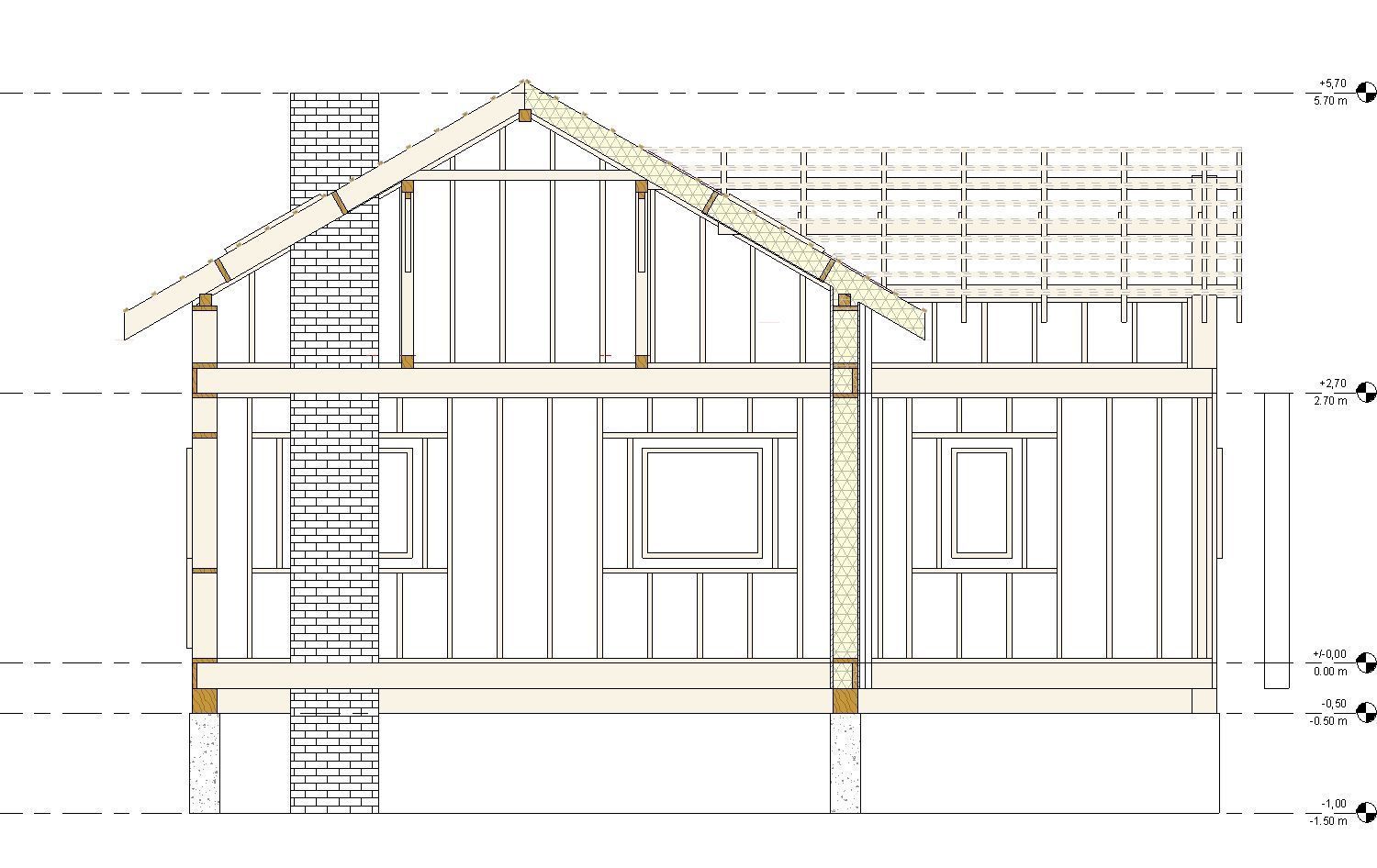 Frame house structure from parametric revit families 3D model_11