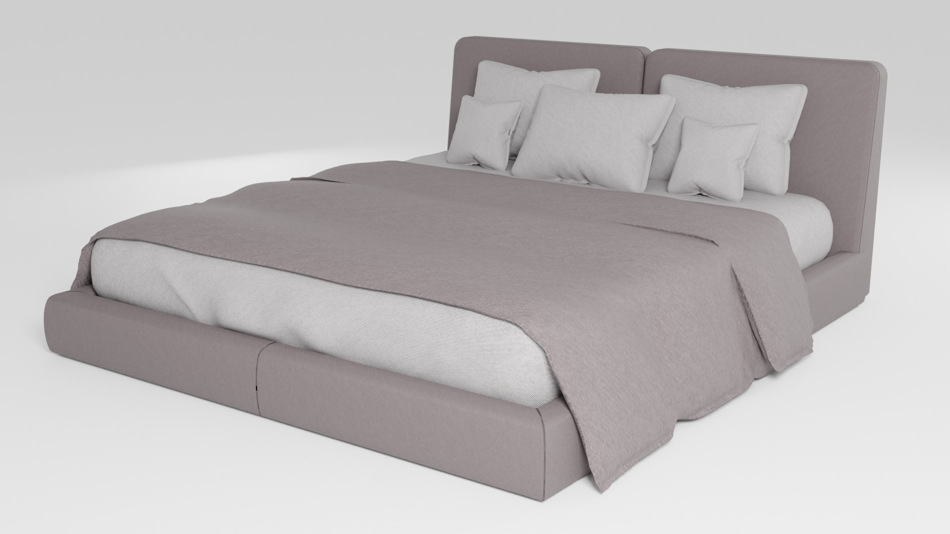 Modern bed in minimalist style 3D model_4