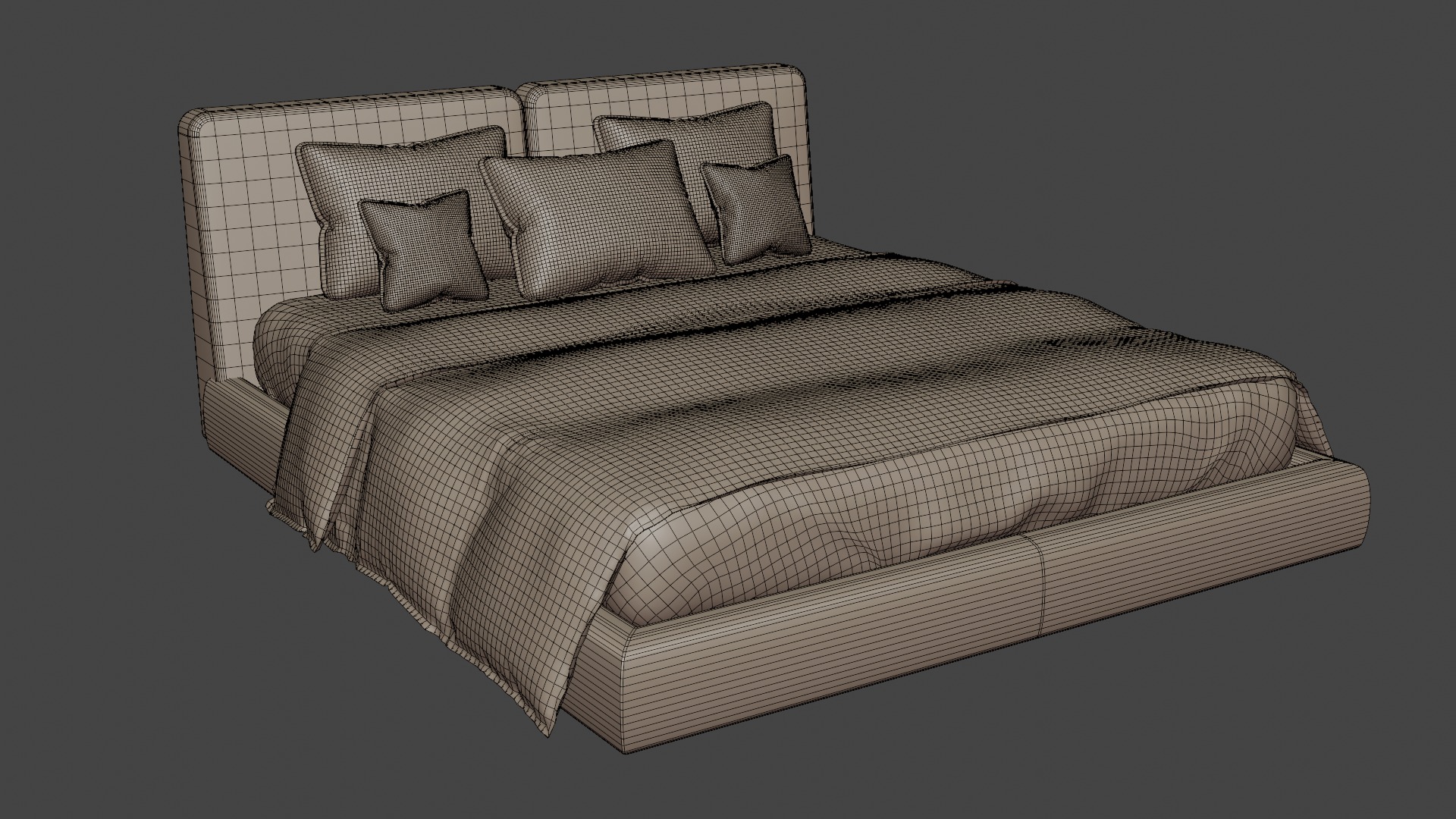Modern bed in minimalist style 3D model_6