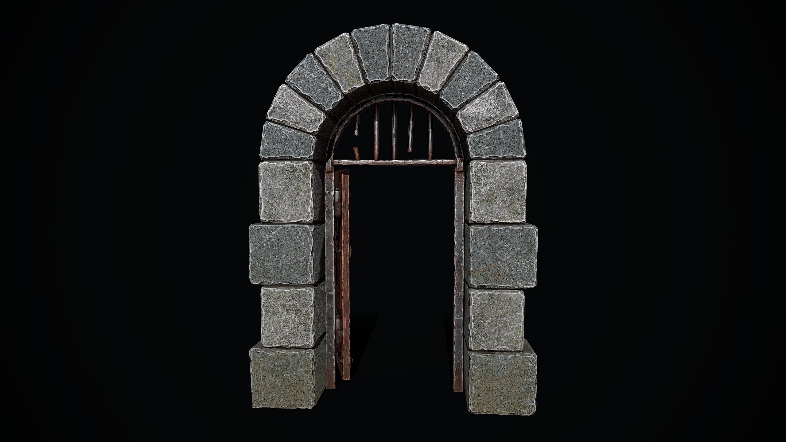 Medieval Dungeon Door Low-poly 3D model_10