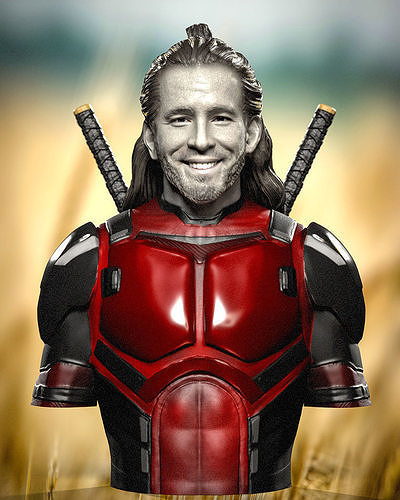 Marvel Nicepool Ryan Reynolds Deadpool and Wolverine bust 3D print model