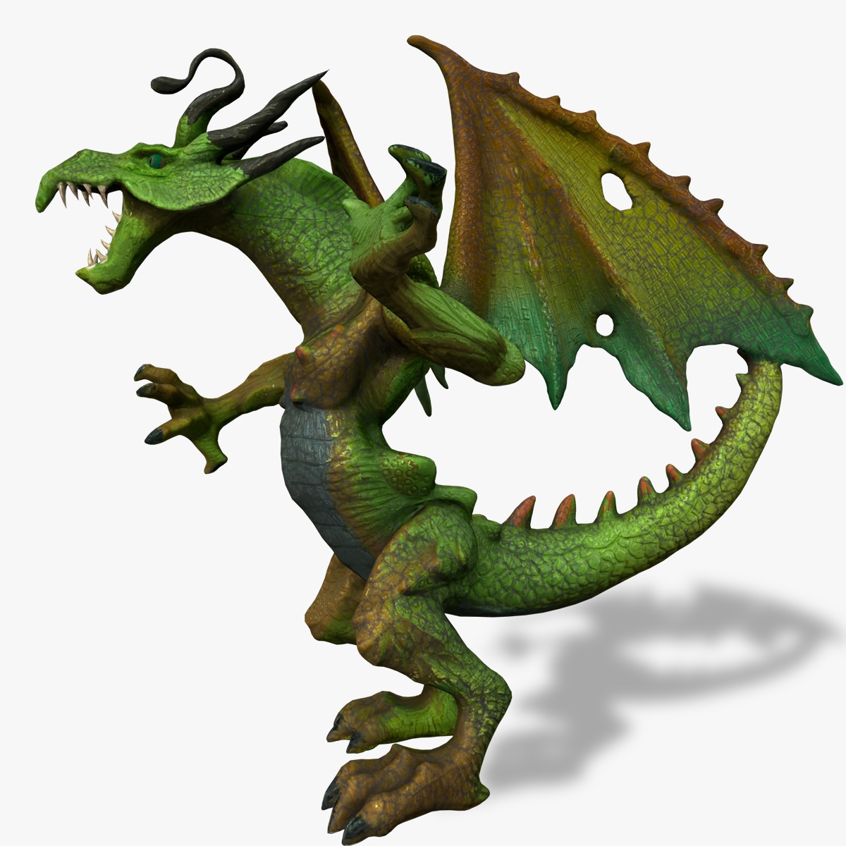 Evil green dragon Low-poly 3D model_5