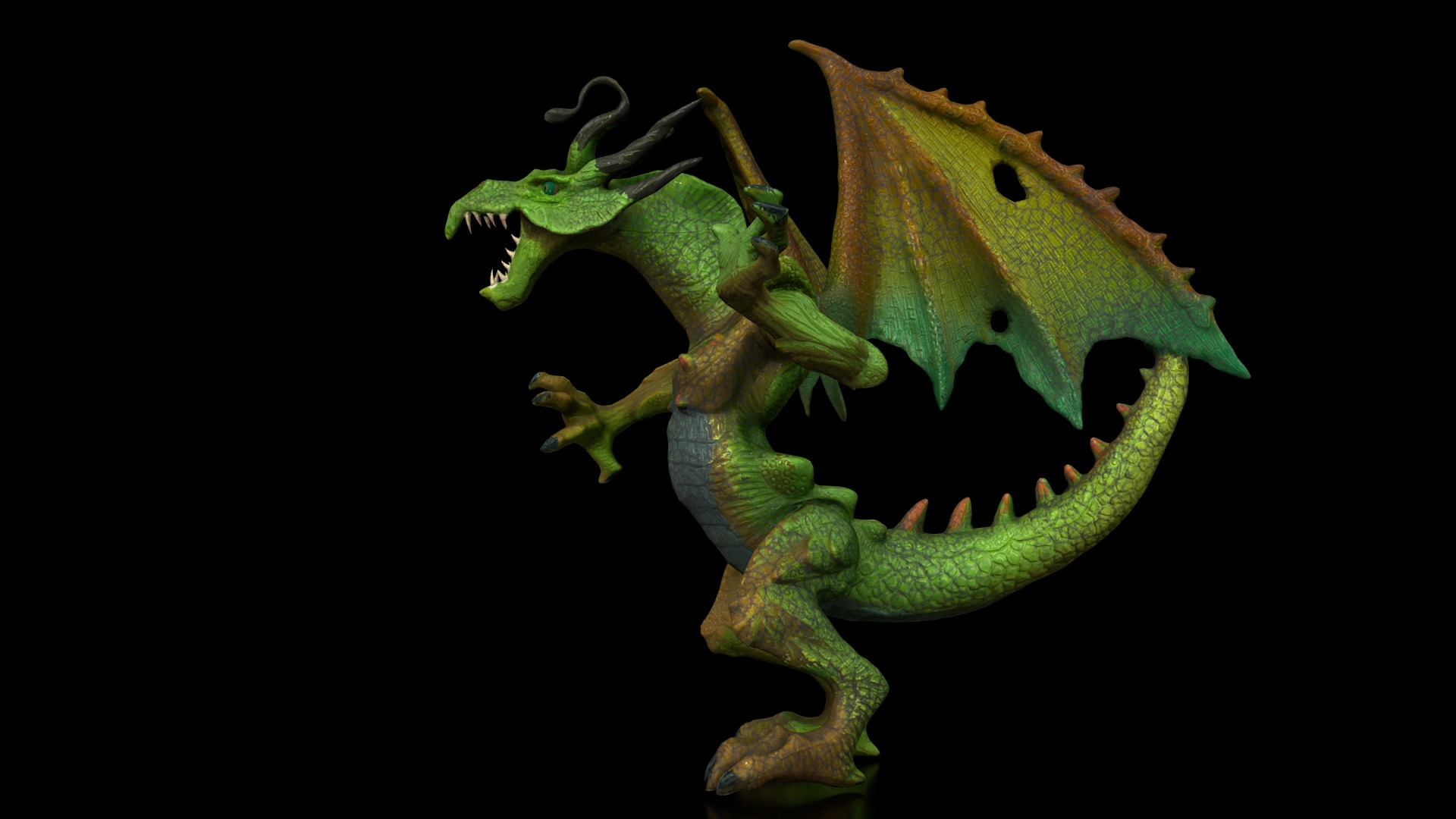 Evil green dragon Low-poly 3D model_7