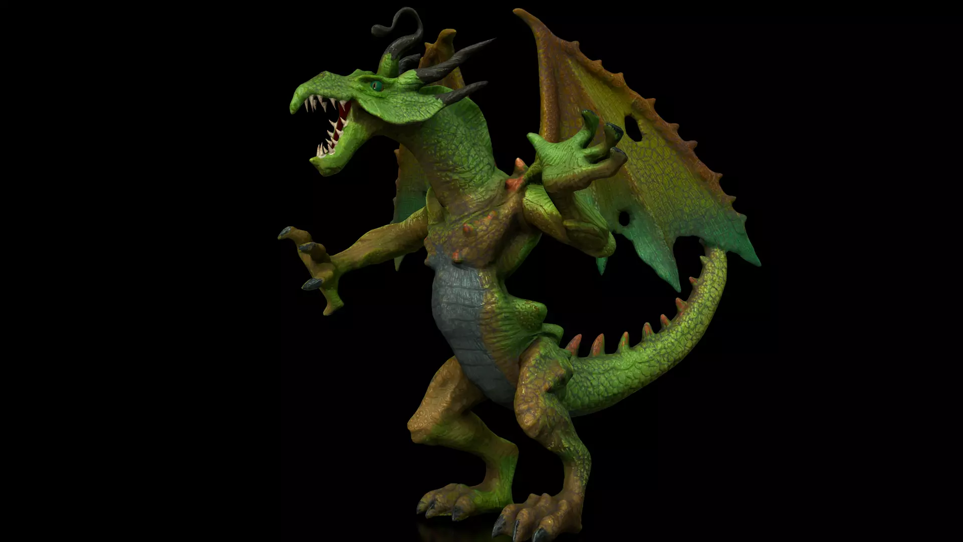 Evil green dragon Low-poly 3D model_0