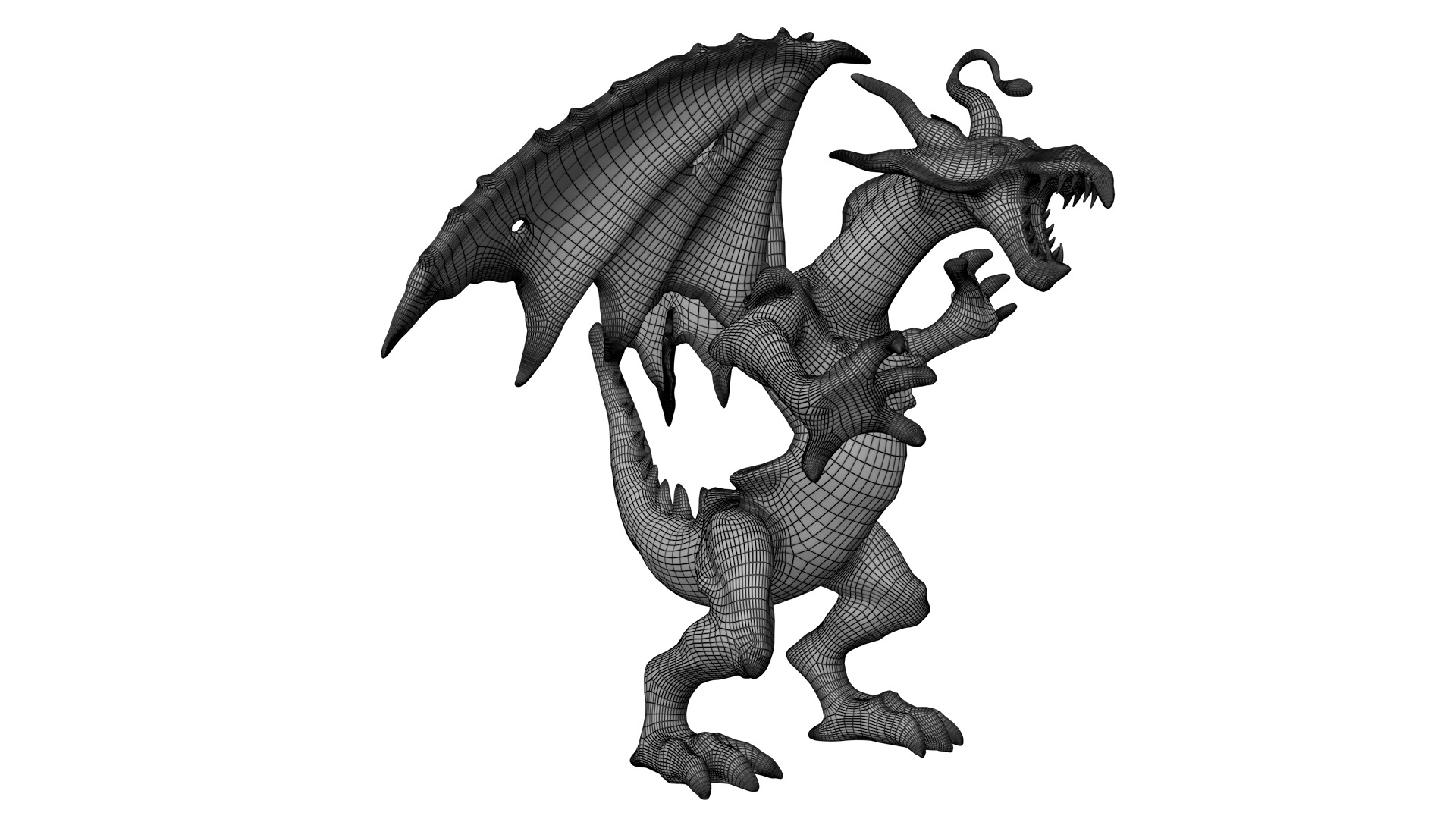 Evil green dragon Low-poly 3D model_6