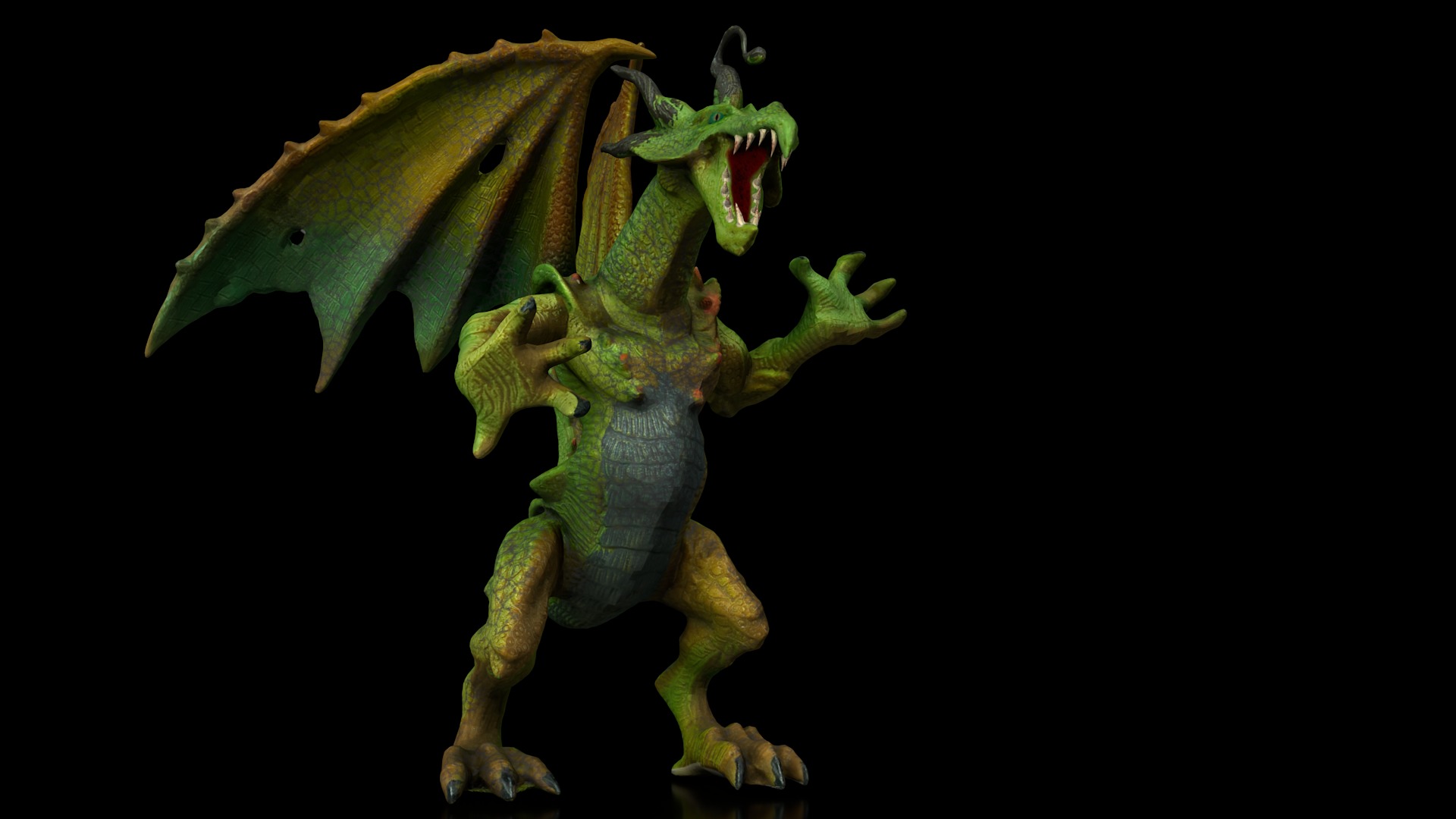 Evil green dragon Low-poly 3D model_2