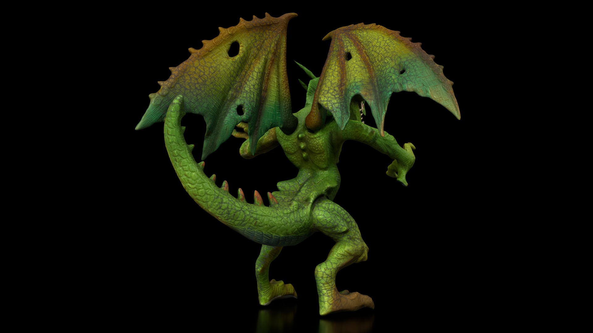 Evil green dragon Low-poly 3D model_8