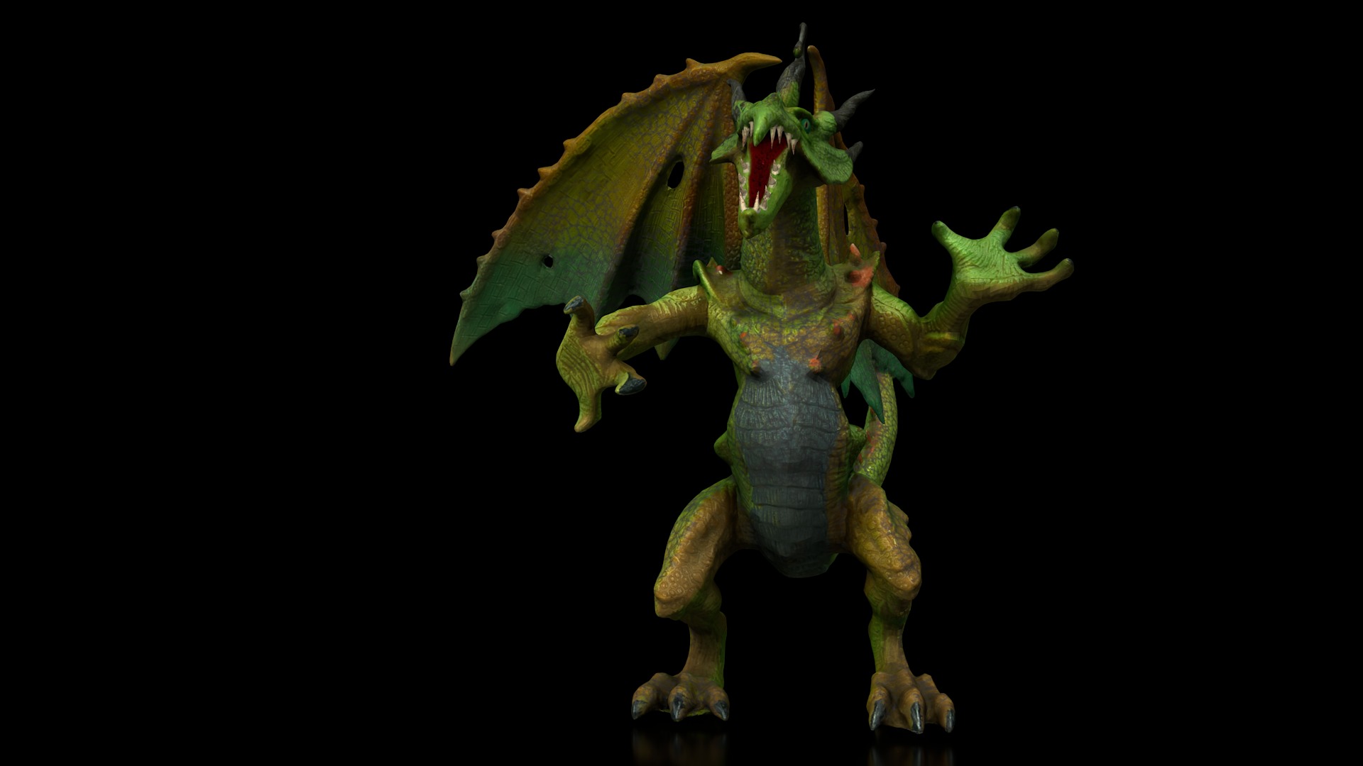 Evil green dragon Low-poly 3D model_4