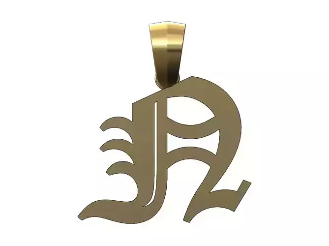 N gothic old english initial pendant charm bail