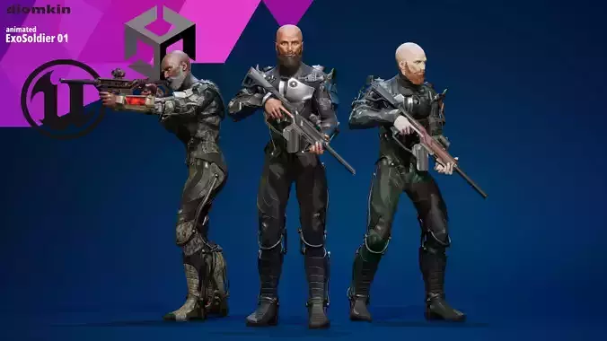 ExoSoldier 01 Low-poly 3D model