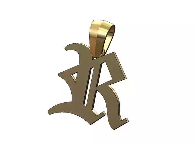 R gothic old english initial pendant charm bail