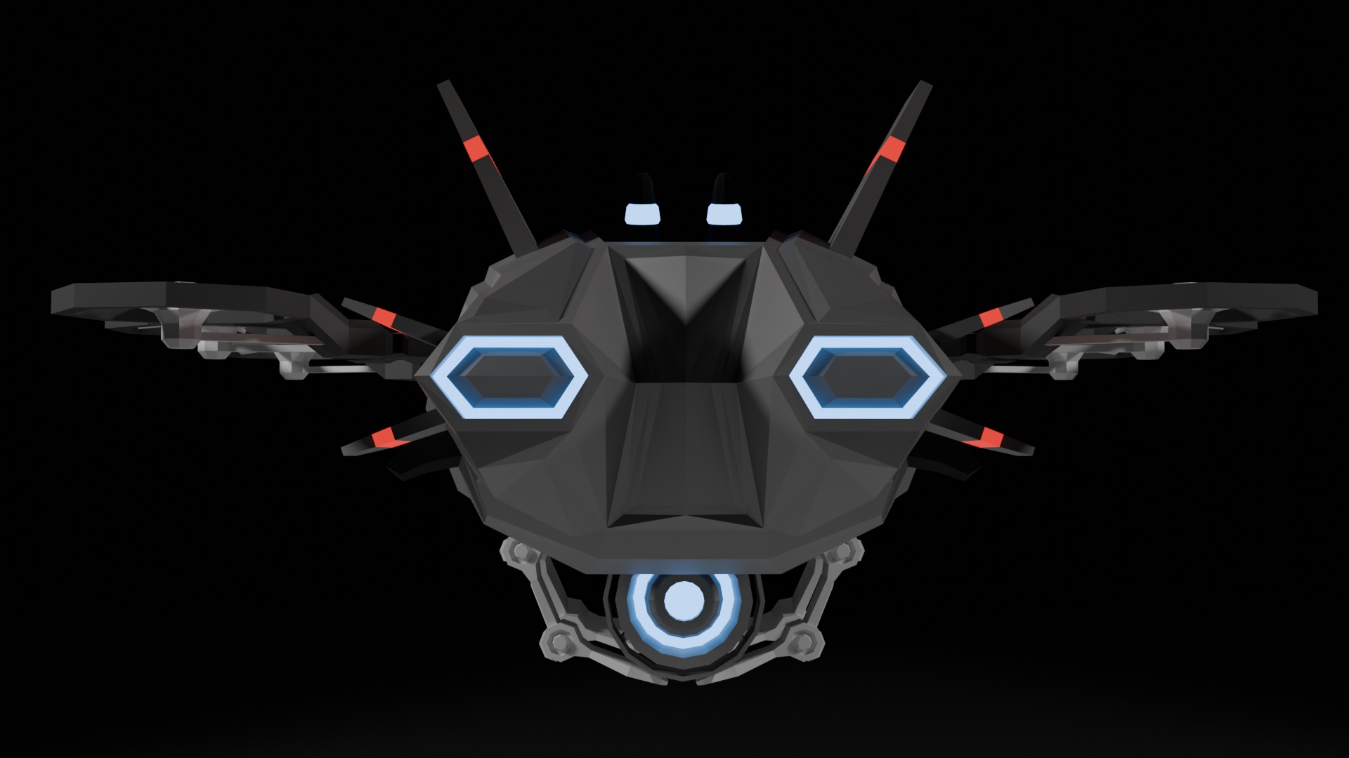 Drone Scifi - aka Hexa-Scout Mk1 - Bomb included Low-poly 3D model_4
