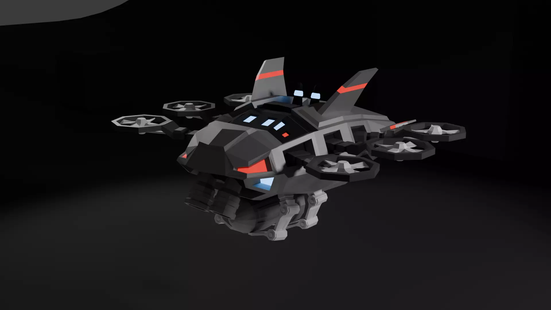 Drone Scifi - aka Hexa-Scout Mk1 - Bomb included Low-poly 3D model_0