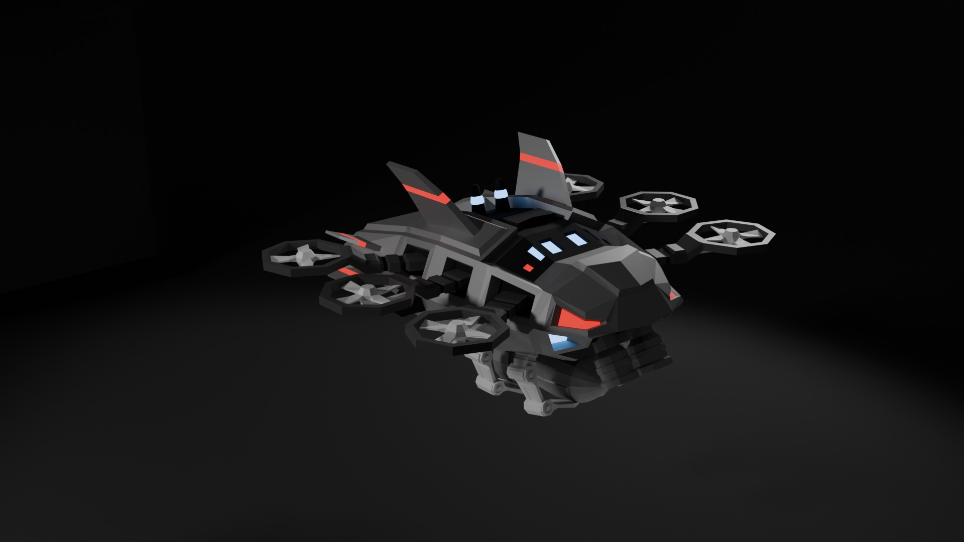 Drone Scifi - aka Hexa-Scout Mk1 - Bomb included Low-poly 3D model_1