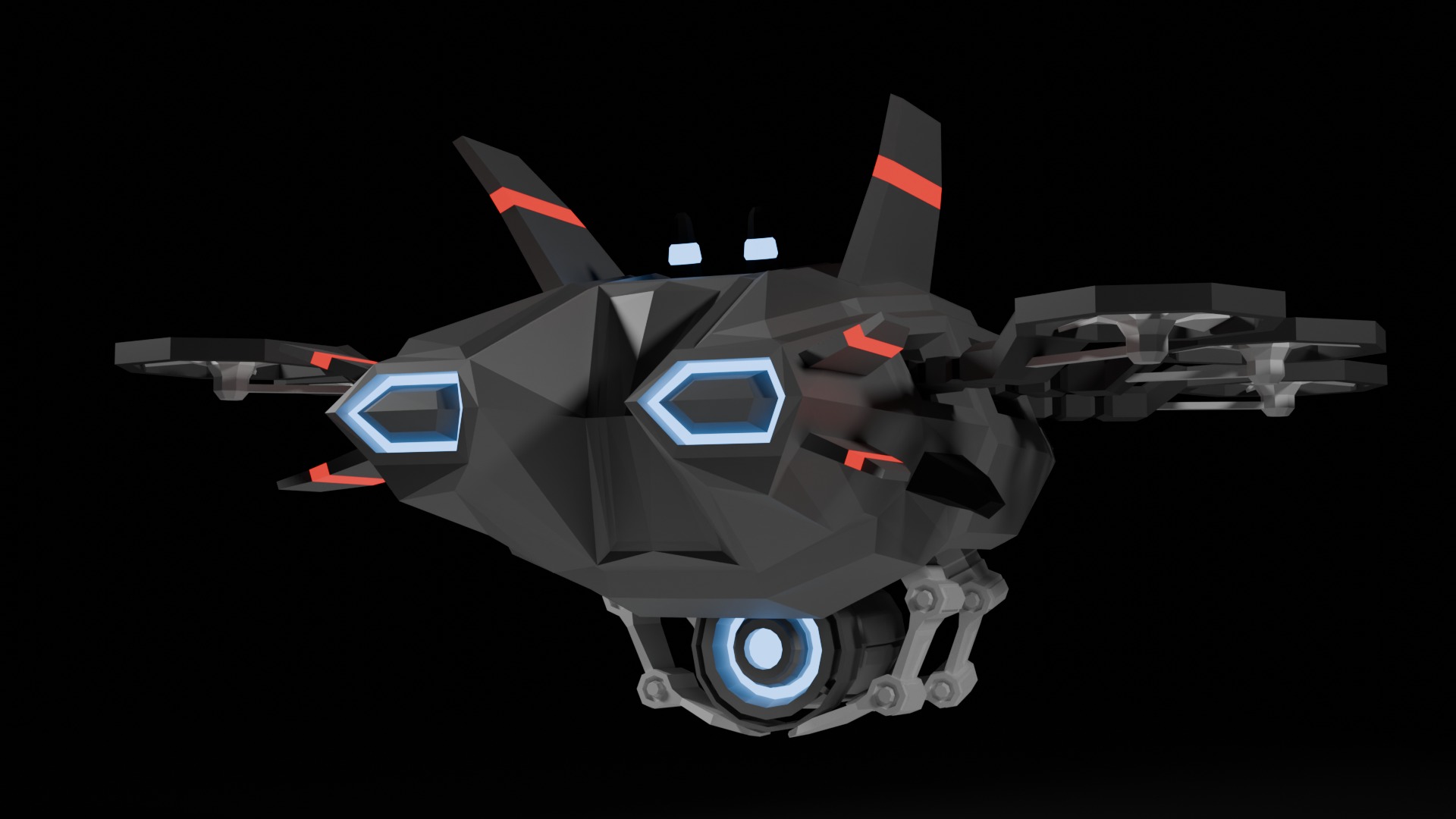 Drone Scifi - aka Hexa-Scout Mk1 - Bomb included Low-poly 3D model_12