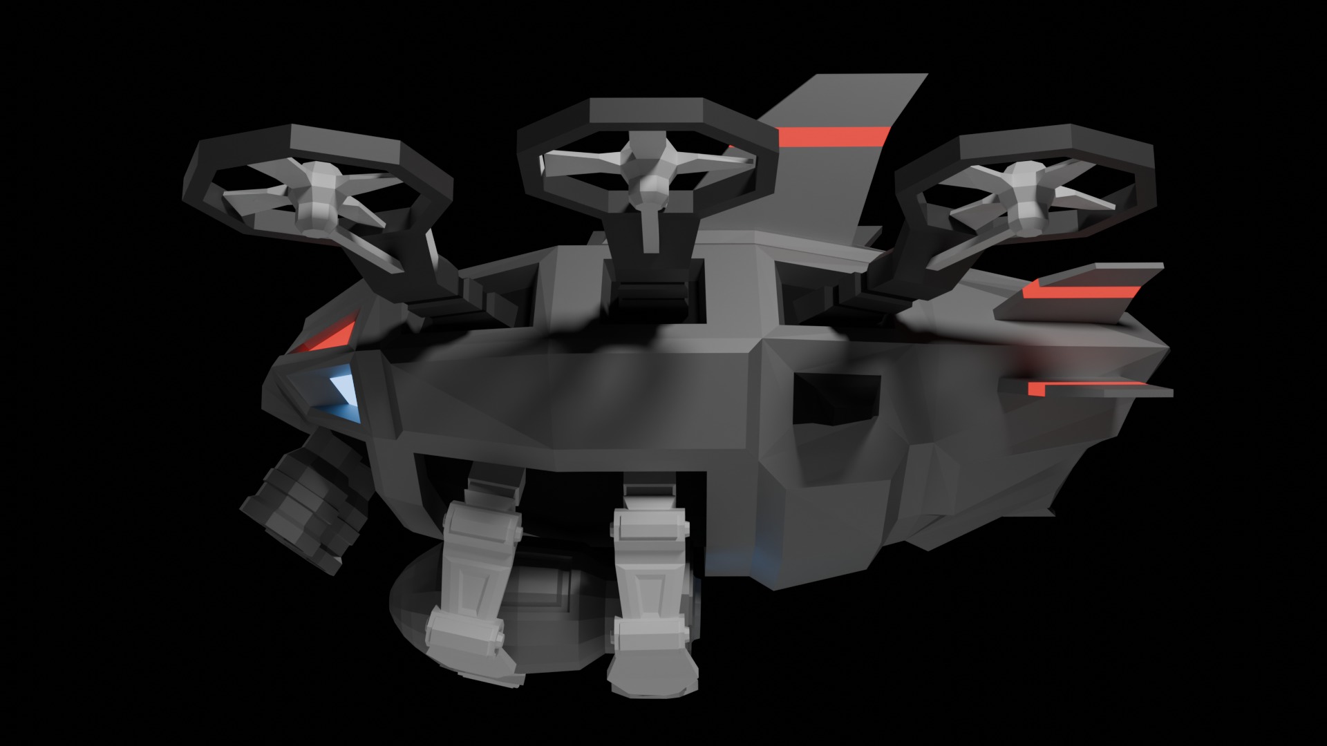 Drone Scifi - aka Hexa-Scout Mk1 - Bomb included Low-poly 3D model_20