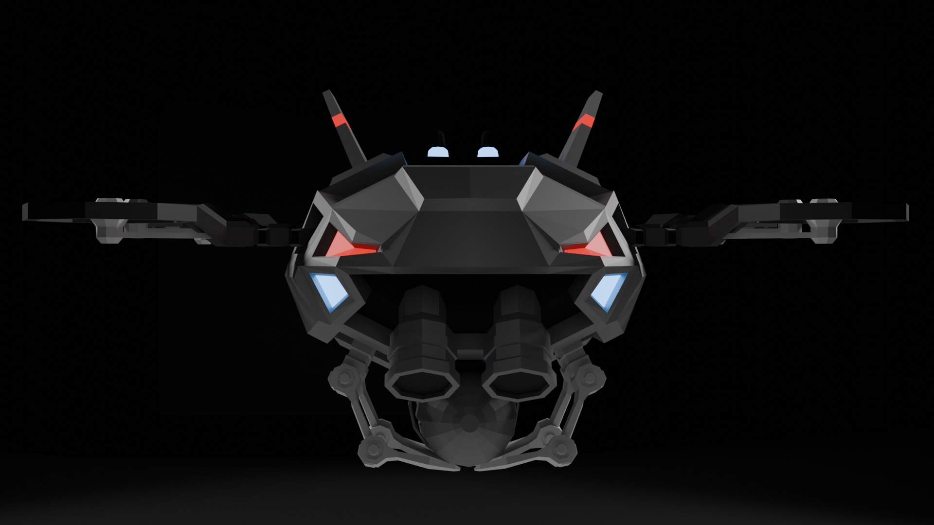 Drone Scifi - aka Hexa-Scout Mk1 - Bomb included Low-poly 3D model_3