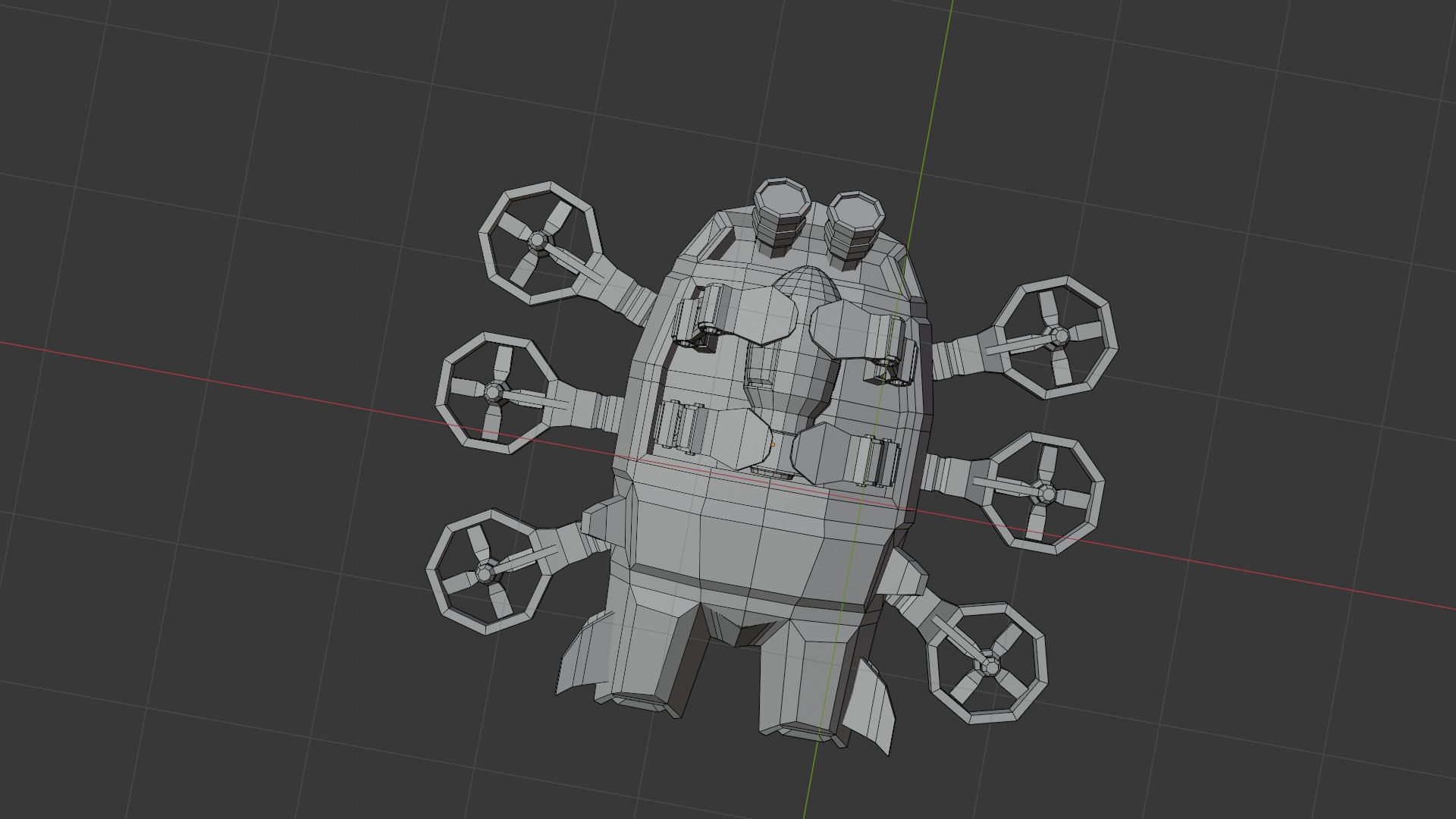Drone Scifi - aka Hexa-Scout Mk1 - Bomb included Low-poly 3D model_14
