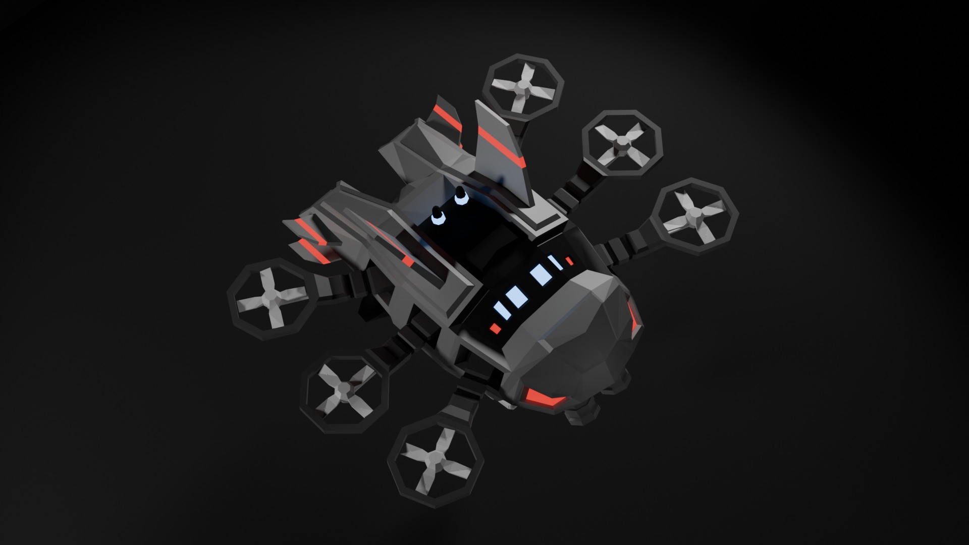 Drone Scifi - aka Hexa-Scout Mk1 - Bomb included Low-poly 3D model_2
