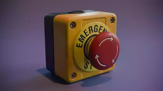 Emergency Stop Button Low-poly 3D model