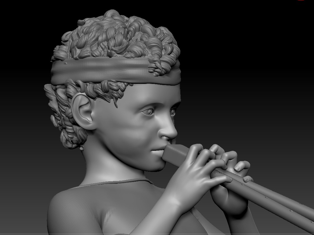 Child playing a flute - printable 3D print model_3