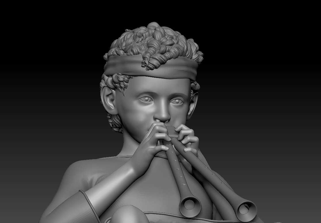 Child playing a flute - printable 3D print model_2