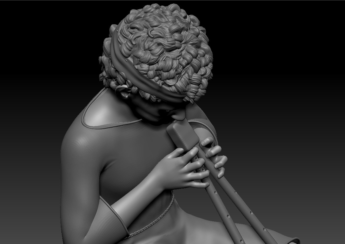 Child playing a flute - printable 3D print model_4