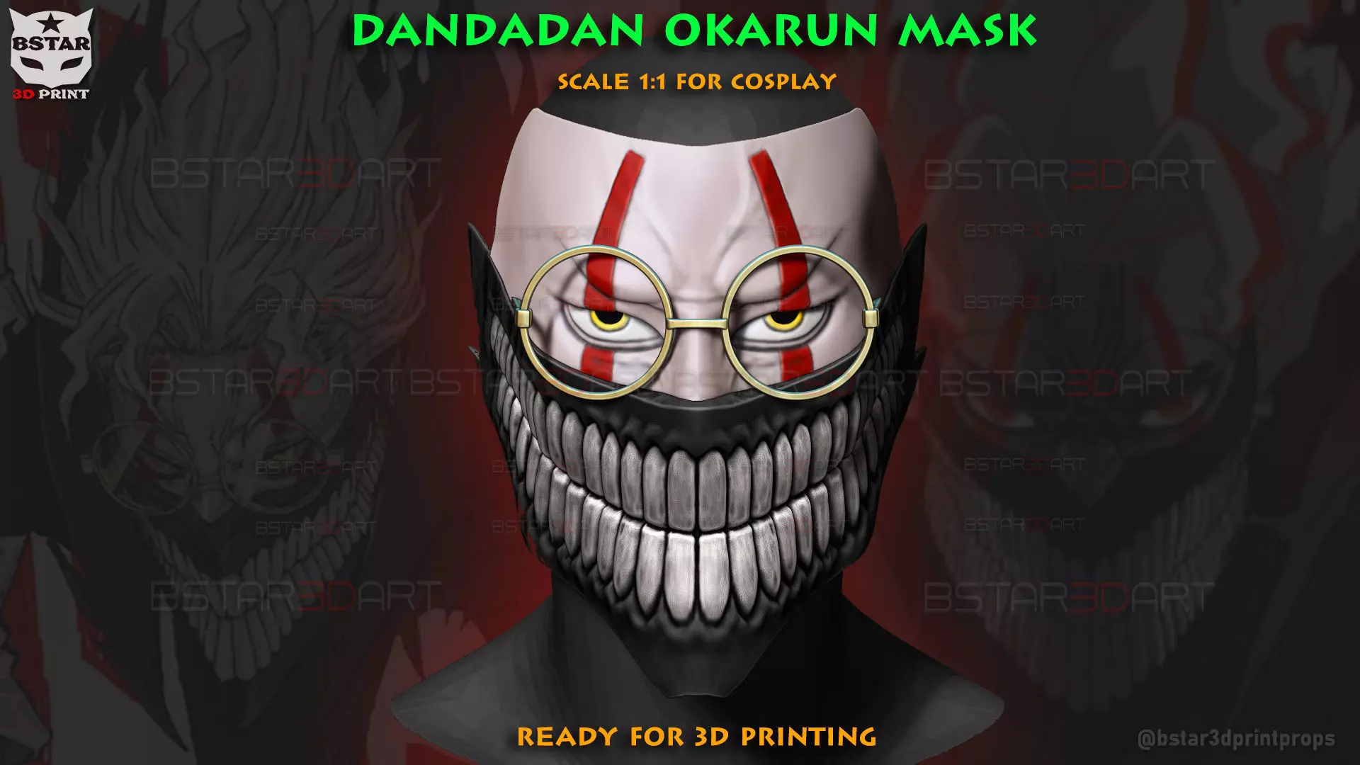Dandadan Okarun High Quality Mask - Anime Cosplay 3D print model_0