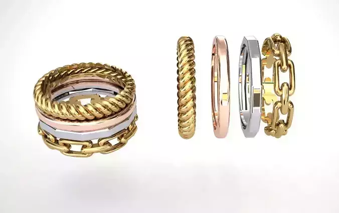Women s ring of 4 pieces 3D print model