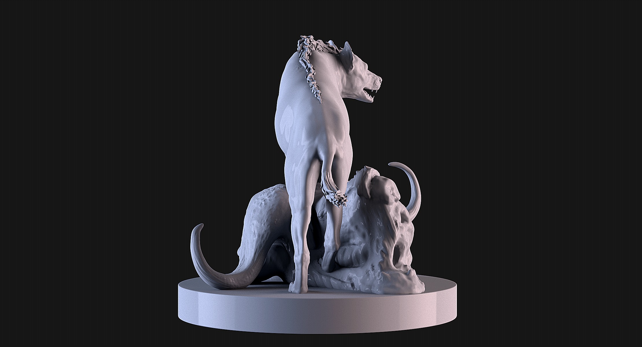 Hyena vs Buffalo 3D print model_5
