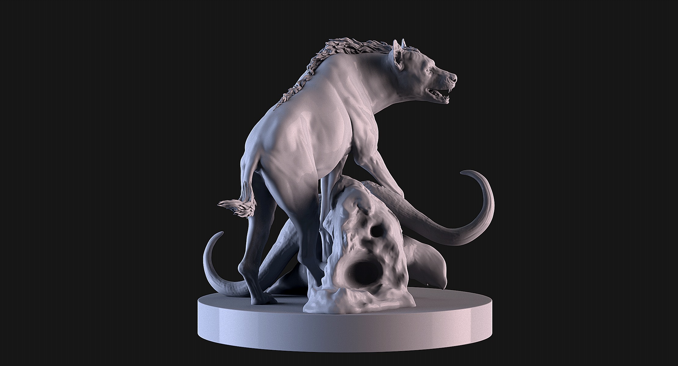 Hyena vs Buffalo 3D print model_4