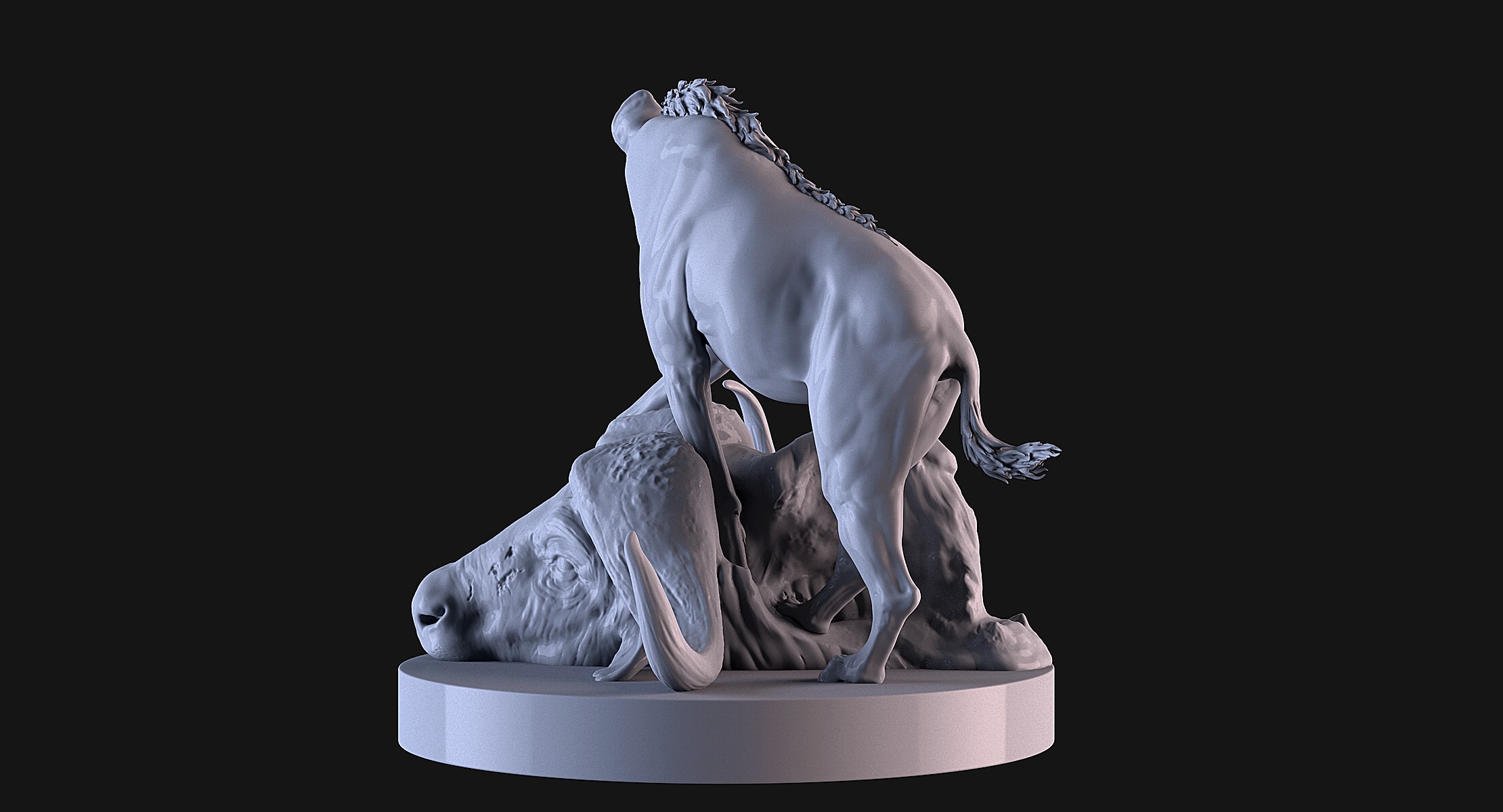 Hyena vs Buffalo 3D print model_6