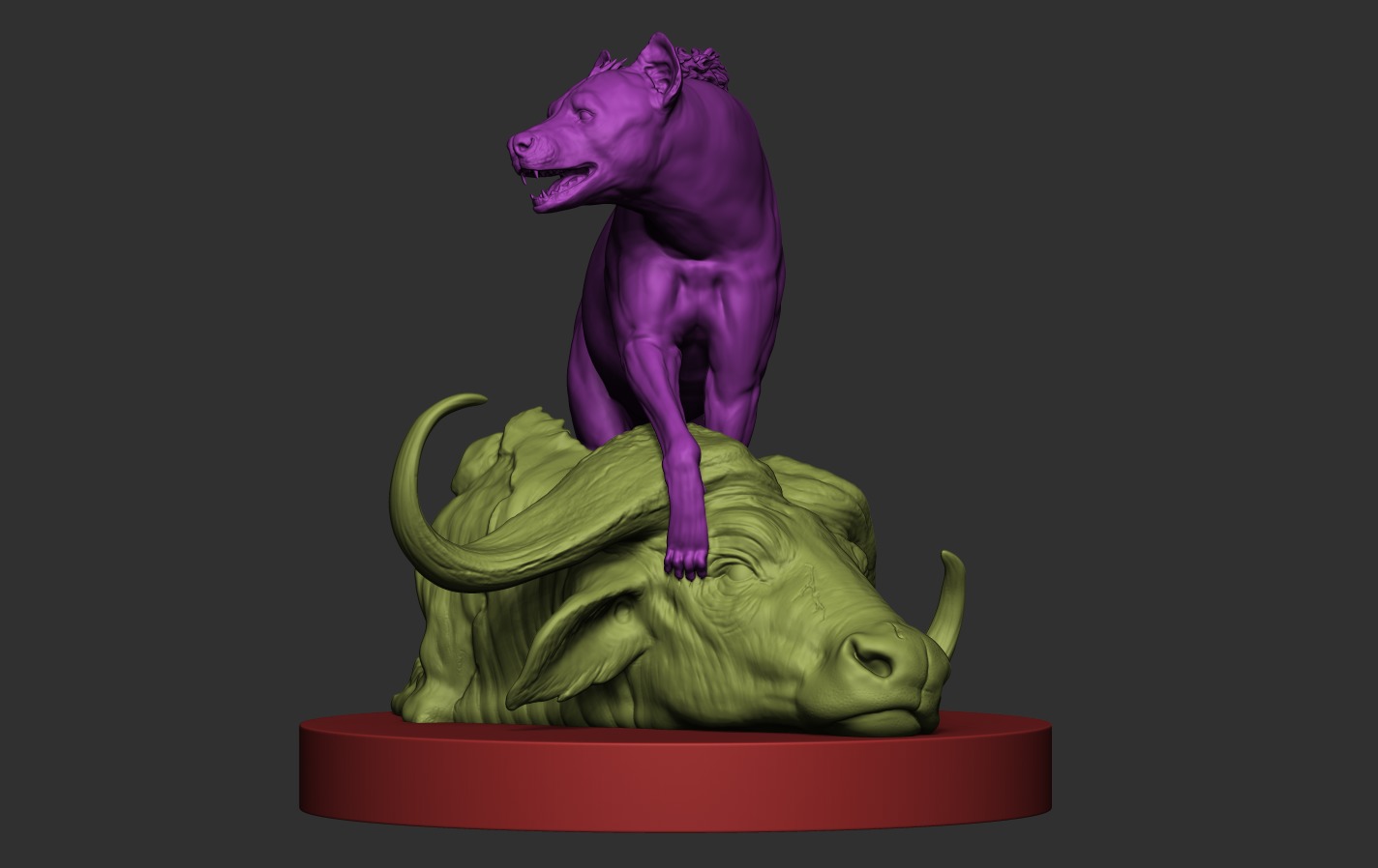 Hyena vs Buffalo 3D print model_16