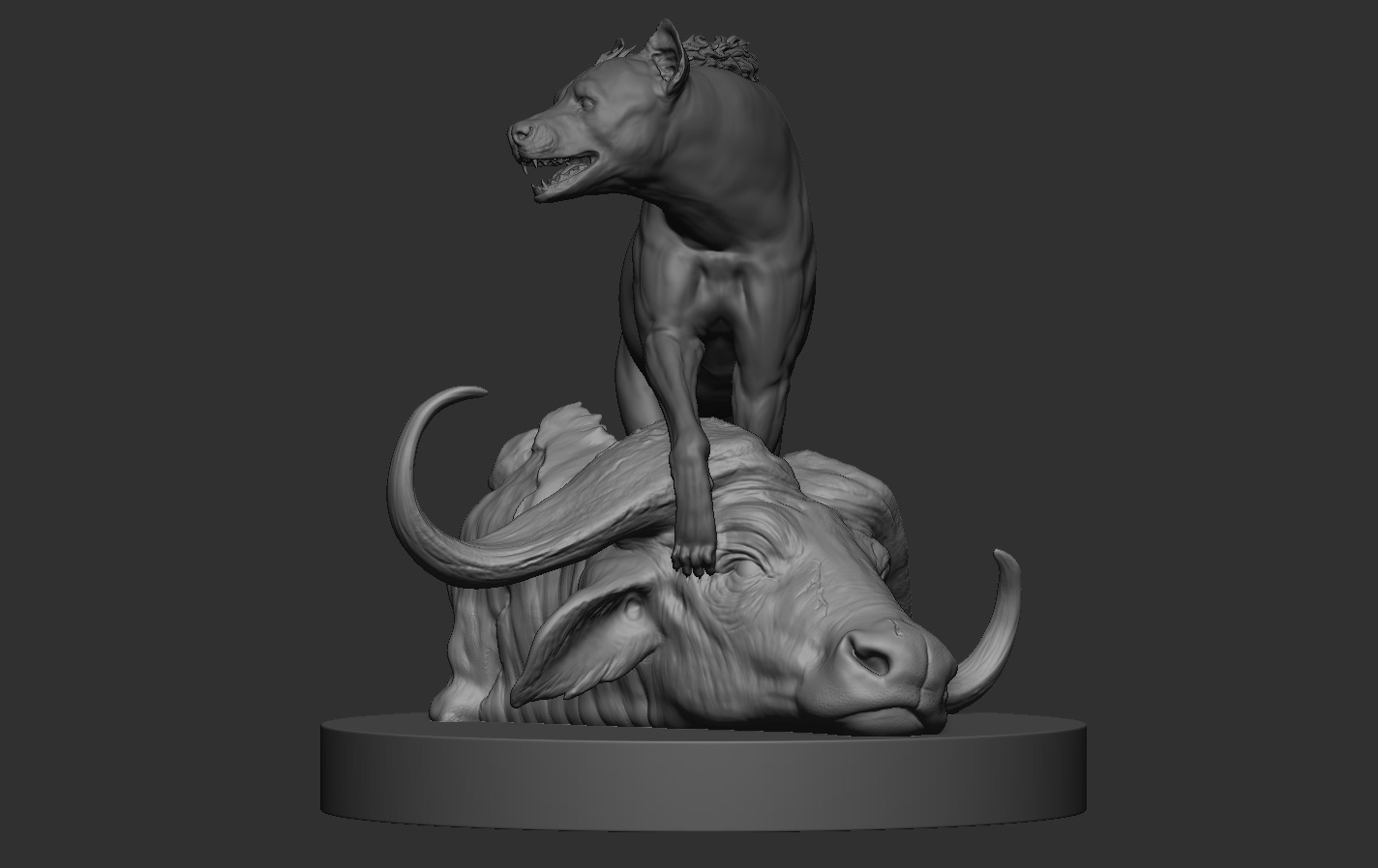 Hyena vs Buffalo 3D print model_9