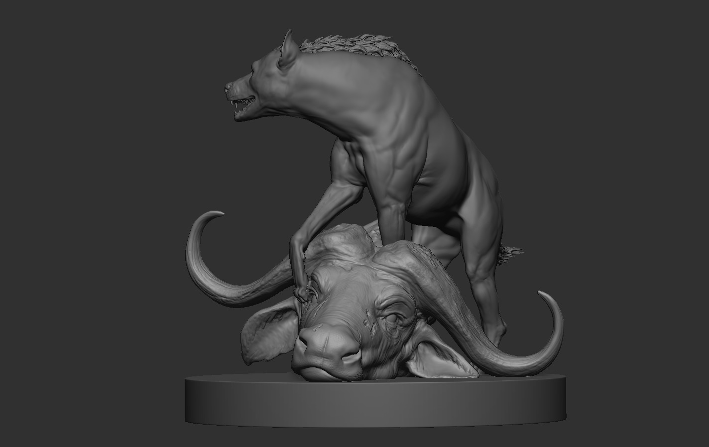 Hyena vs Buffalo 3D print model_13