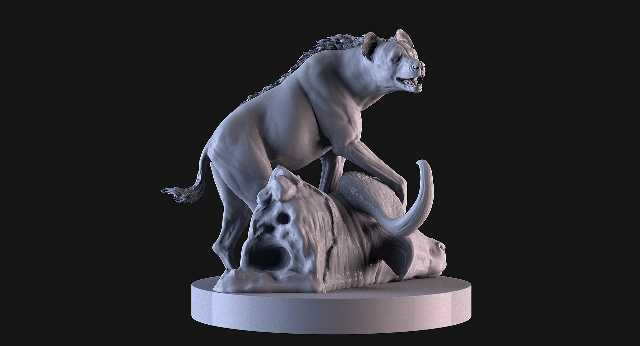 Hyena vs Buffalo 3D print model_3
