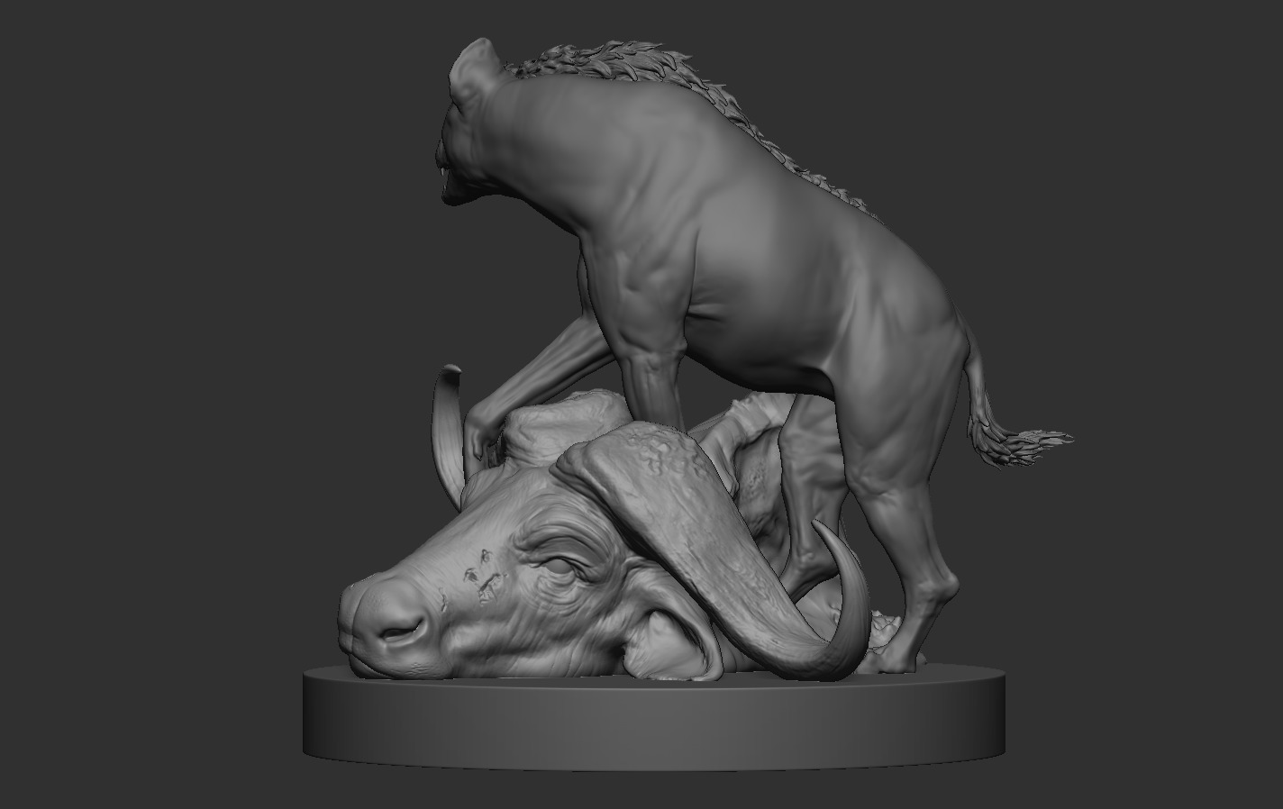 Hyena vs Buffalo 3D print model_12
