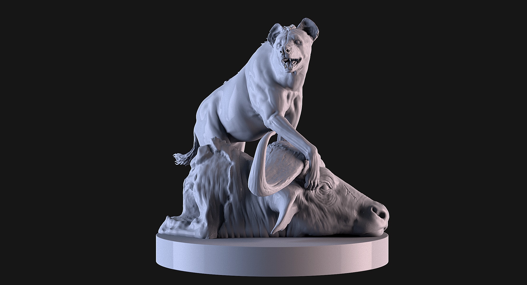 Hyena vs Buffalo 3D print model_2