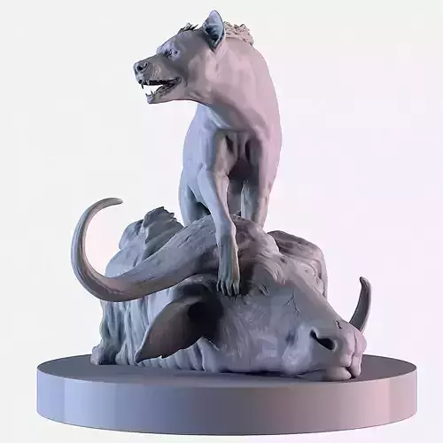 Hyena vs Buffalo  3D print model
