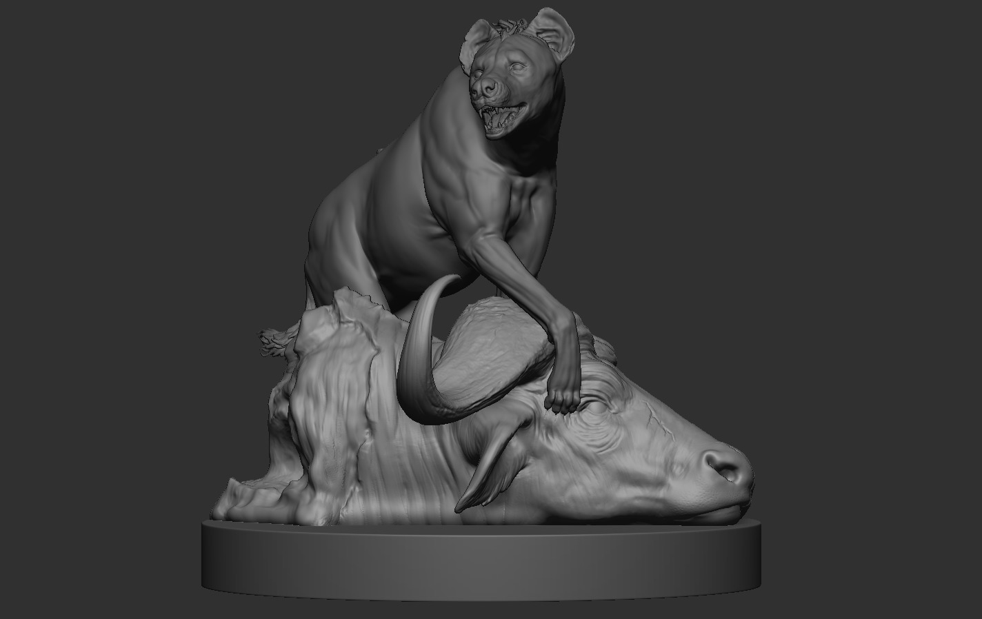 Hyena vs Buffalo 3D print model_10