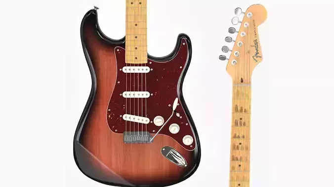 Fender Stratocaster in three tone Sunburst body color scheme 3D model