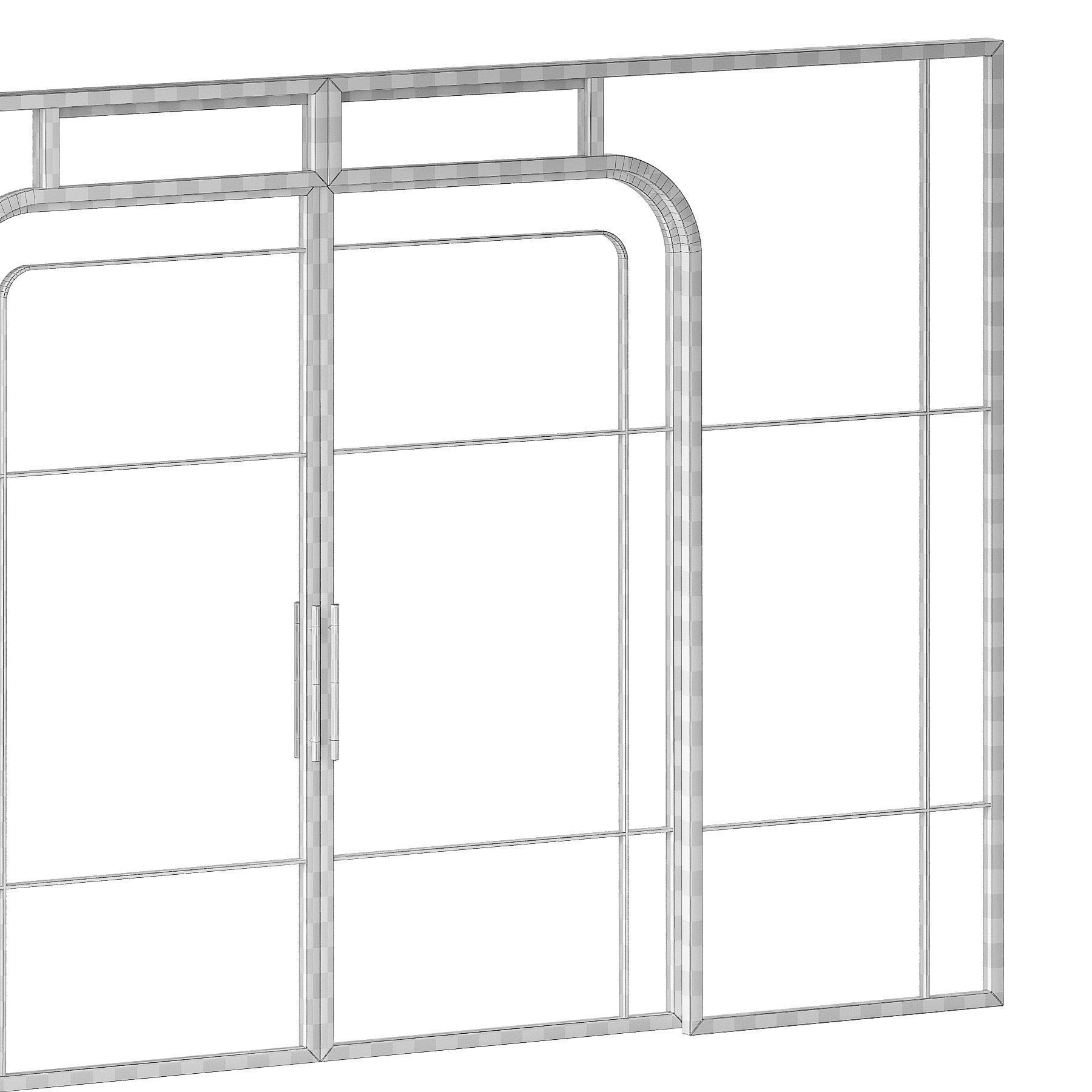 Sliding partition made of metal and glass 3D model_6