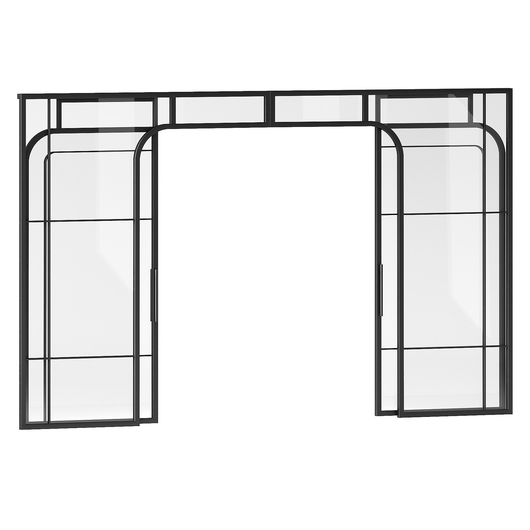 Sliding partition made of metal and glass 3D model_1